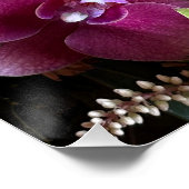Magenta Pink Orchid and Green Clematis Floral Post ポスター (コーナー)
