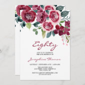 Magenta Pink Rose Floral Botanical Birthday 招待状 (正面/裏面)