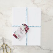 Magenta Pink Rose Floral Greenery Birthday ギフトタグ (より糸付き)