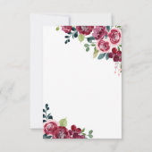 Magenta Pink Rose Floral Greenery Birthday サンキューカード (裏面)