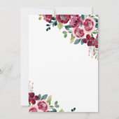 Magenta Pink Rose Floral Greenery Birthday 招待状 (裏面)