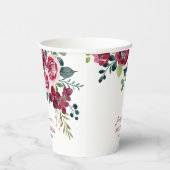 Magenta Pink Rose Floral Greenery Birthday 紙コップ (右)