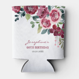 Magenta Pink Rose Floral Greenery Birthday 缶クーラー