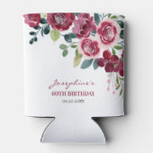 Magenta Pink Rose Floral Greenery Birthday 缶クーラー (裏面)