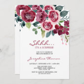 Magenta Pink Rose Floral Surprise Birthday 招待状 (正面/裏面)