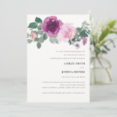 Magenta Pink Watercolor Floral Ivory Wedding 招待状 (スタンド正面)