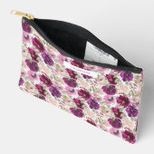 Magenta Pink Watercolor Flowers アクセサリーポーチ (見開き)