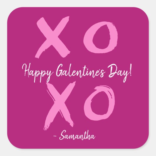 Magenta Pink XOXO - Happy Galentine's Day Cute  スクエアシール (正面)