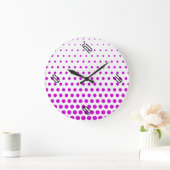 Magenta Polka Dot Modern White ラージ壁時計 (ホーム)