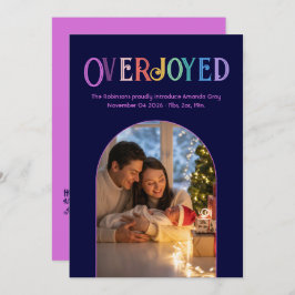 Magenta Pop Xmas Baby Birth Announcement Photo シーズンカード