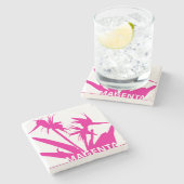 MAGENTA - Posavasos con Flor del paraíso en fucsia ストーンコースター (横)