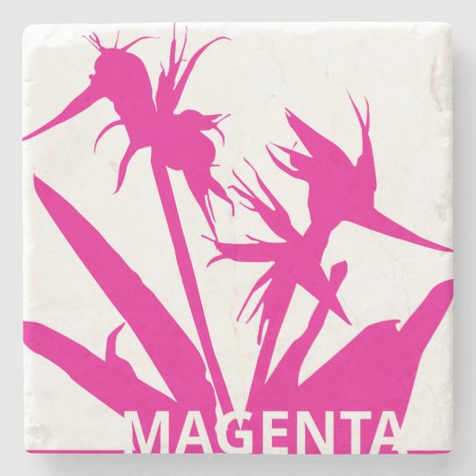 MAGENTA - Posavasos con Flor del paraíso en fucsia ストーンコースター (正面)