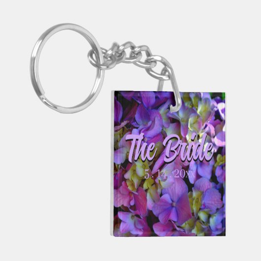 Magenta Purple blue yellow Hydrangeas flower Bride キーホルダー (正面左)