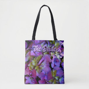Magenta Purple blue yellow Hydrangeas flower Bride トートバッグ