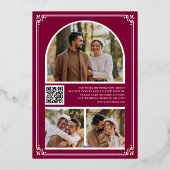 Magenta QR Code Photo Wedding Save the Date Gold 箔招待状 (裏面)