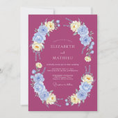 Magenta Splendid Botanical Wedding 招待状 (正面)