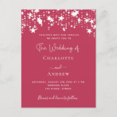 Magenta stars elegant wedding インビテーションポストカード (正面)