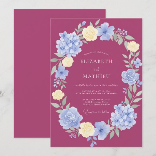 Magenta Striking Summer Wedding 招待状 (正面/裏面)