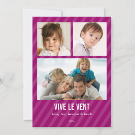 Magenta Triple carte de photo de vacances 招待状