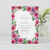Magenta Vibrant Floral Wedding 招待状 (スタンド正面)