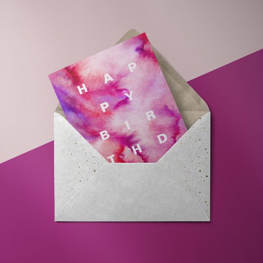 Magenta watercolor tie-dye Birthday Card シーズンカード
