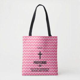 Magenta Zigzag Pattern Bible Verse Christian トートバッグ