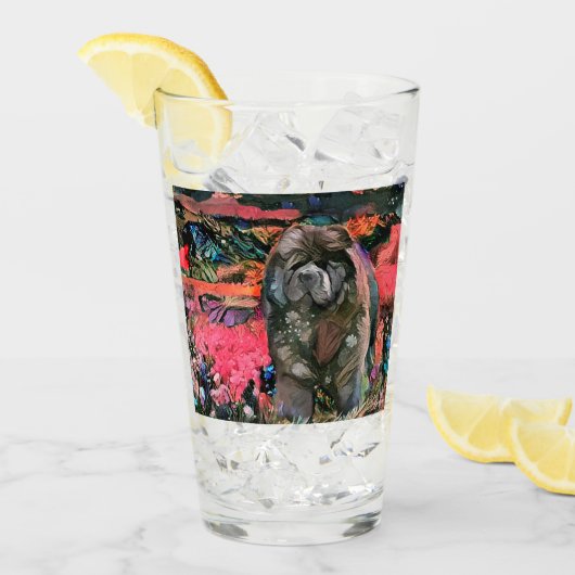 MAGGIEチャウ16ozガラス – デザイン前面と背面 タンブラーグラス (アイス正面)