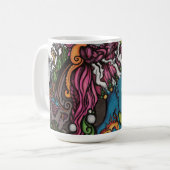 Maggie Nancarrow著"戴冠させた"オリジナルのアートワークのマグ コーヒーマグカップ (正面左)