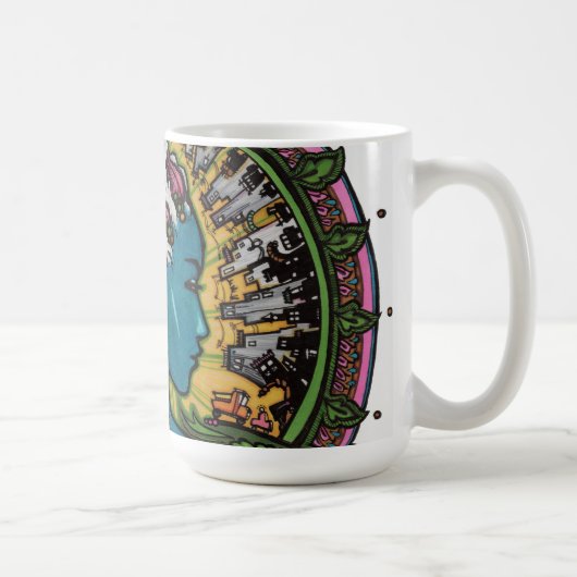 Maggie Nancarrow著"戴冠させた"オリジナルのアートワークのマグ コーヒーマグカップ (右)