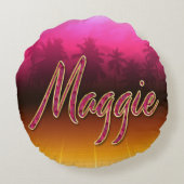 Maggie Vorname Name golden pink Kissen ラウンドクッション (裏面)