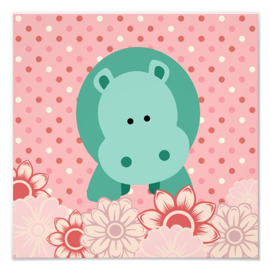 Maggie's Menagerie子供部屋プリント:BubbleMint Hippo フォトプリント (正面)