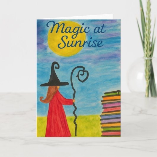 Magic at Sunrise – Watercolor Witch Greeting  カード (正面)