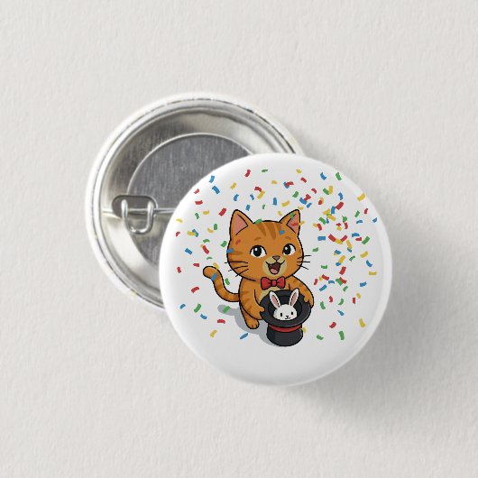 Magic Cat With Bunny Hat Button 缶バッジ (正面&裏面)