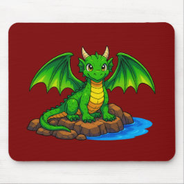 Magic dragon sitting on the rocks マウスパッド