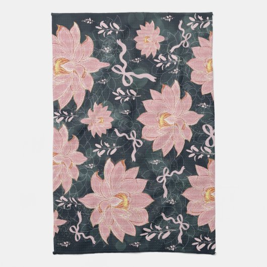 Magic florals with glitter design  キッチンタオル (縦)