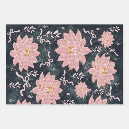 Magic florals with glitter design  ラッピングペーパーシート (正面)