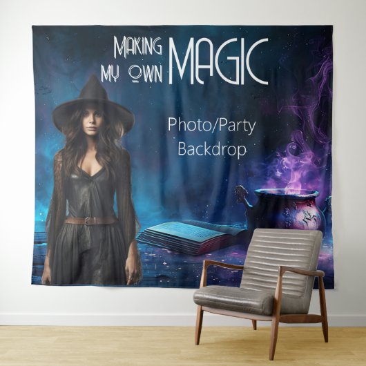 Magic Halloween Party Witchy Star Shot Backdrop タペストリー (インサイチュ(横))