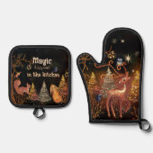 Magic Happens in the Kitchen- Whimsical Christmas  鍋つかみ&鍋敷きセット (正面)