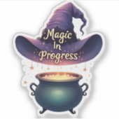 "Magic In Progress" Witch Hat Halloween Sticker シール (正面)