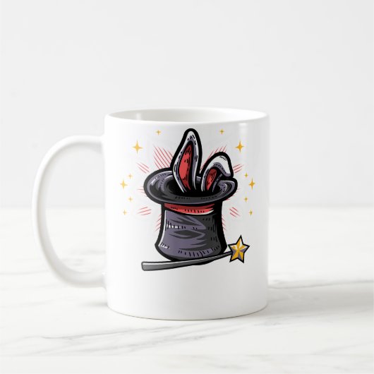 Magic Magician Hat Rabbit In A Hat Magic Wand コーヒーマグカップ (左)