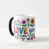 Magic Morphing Mug - Floral Sunflower "Love You Mo モーフィングマグカップ (正面左)
