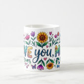 Magic Morphing Mug - Floral Sunflower "Love You Mo モーフィングマグカップ (中央)