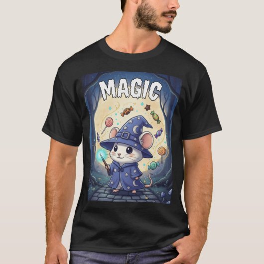 Magic – Mouse Wizard Halloween TinyFur Tee Tシャツ (正面)