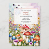 Magic Mushrooms Birthday Girls Invitation 招待状 (正面/裏面)