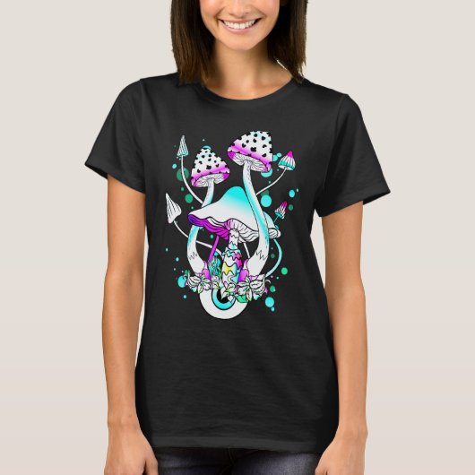 Magic Mushrooms Psychedelic White Mushroom Eyes Ar Tシャツ (正面)