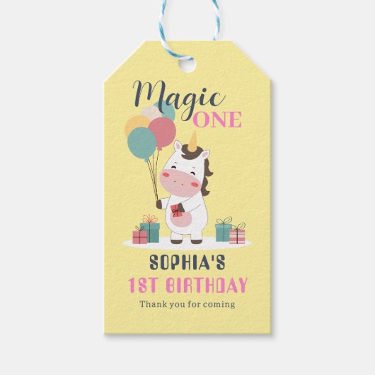 Magic One Unicorn 1st Birthday ギフトタグ (正面)