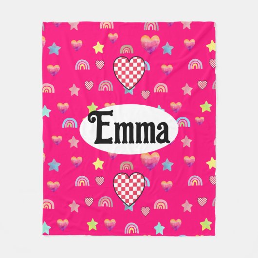 Magic pink candy world フリースブランケット (正面)