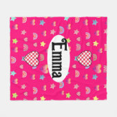 Magic pink candy world フリースブランケット (正面(横))