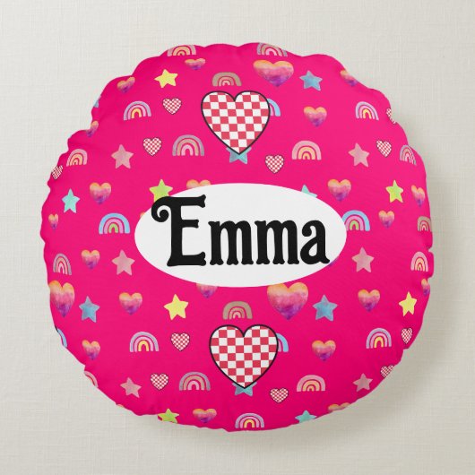 Magic pink candy world ラウンドクッション (正面)