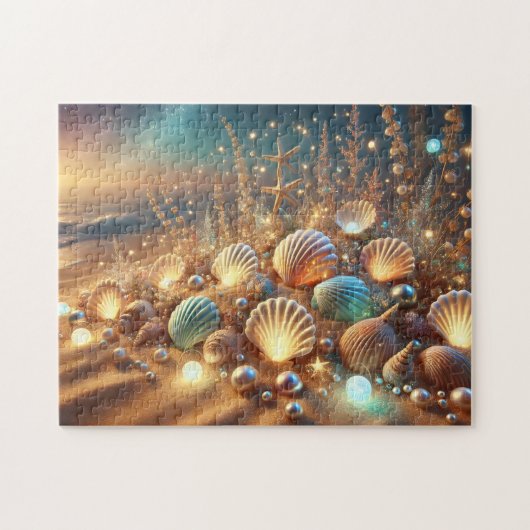 Magic Seashell Garden Mystical Ocean Beach Scene ジグソーパズル (横)